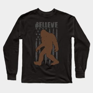 Bigfoot American Flag Long Sleeve T-Shirt